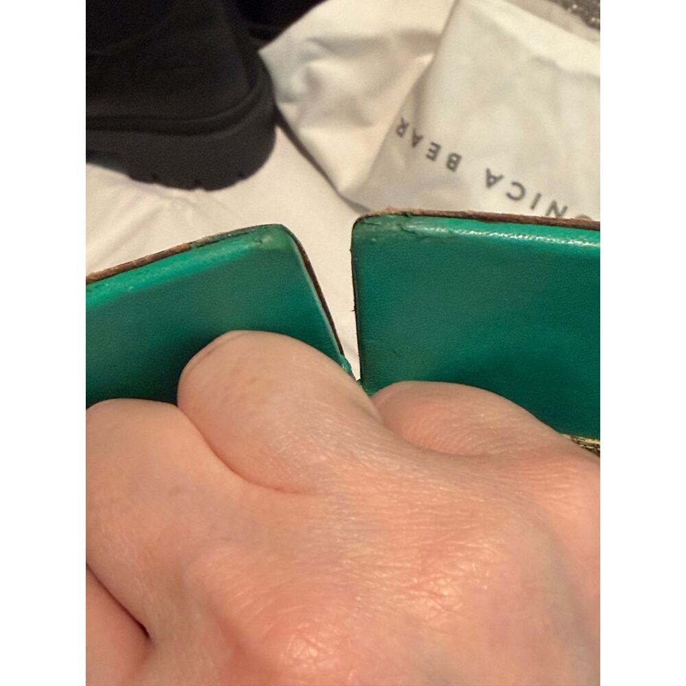 Bottega Veneta Stretch Mules Green Leather Size 37.5 / 7.5 Kitten Heel - Picture 15 of 16